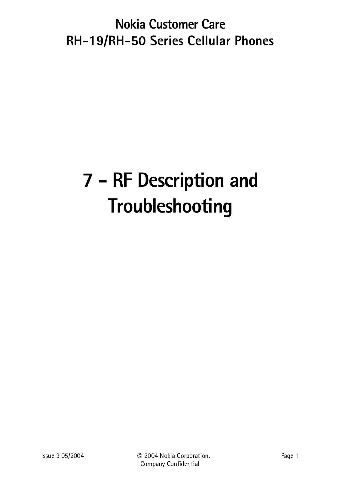 Nokia 3100, 3120 Service Manual 07 rh19 rh50 rf troublesht