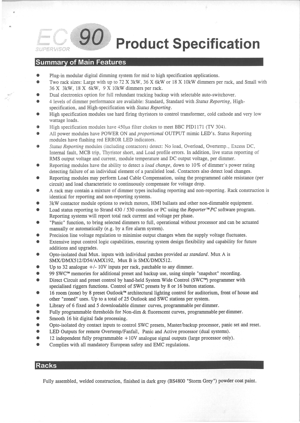 Strand EC90 Specification - ManualMachine.com