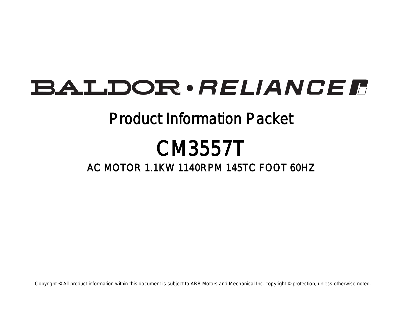 Baldor CM3557T Product Information Sheet