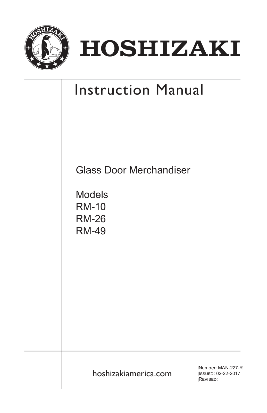 Hoshizaki RM26, RM10 User Manual