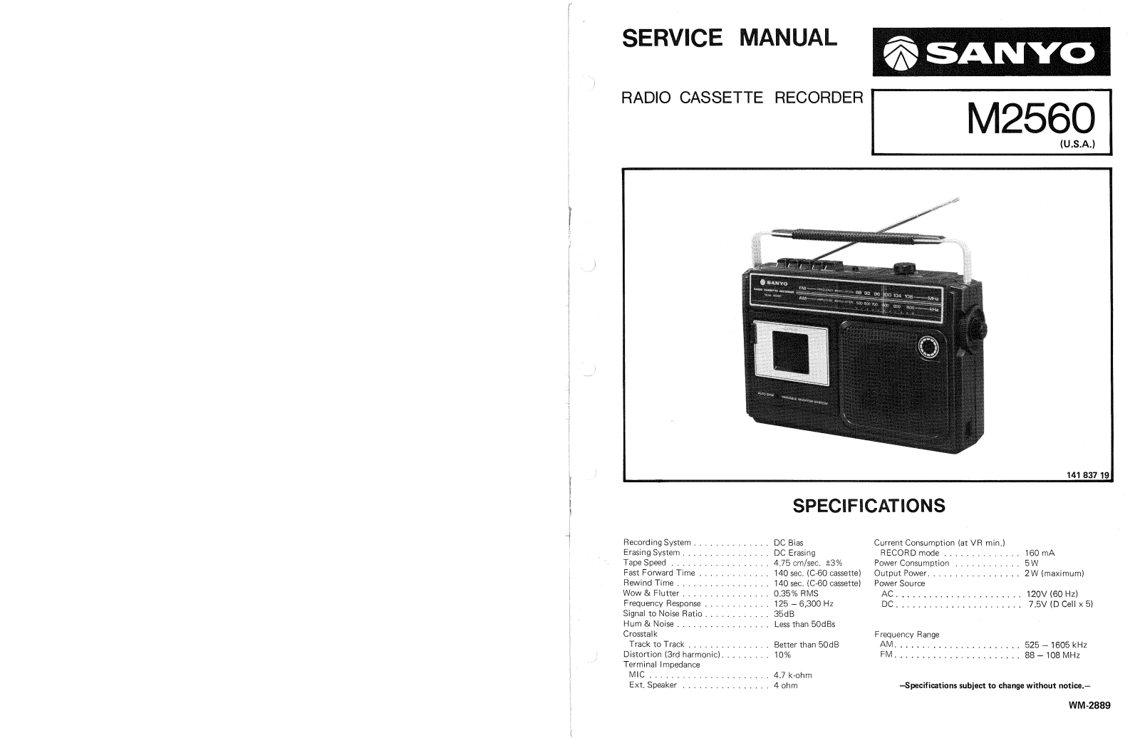 Sanyo M-2560 Service manual