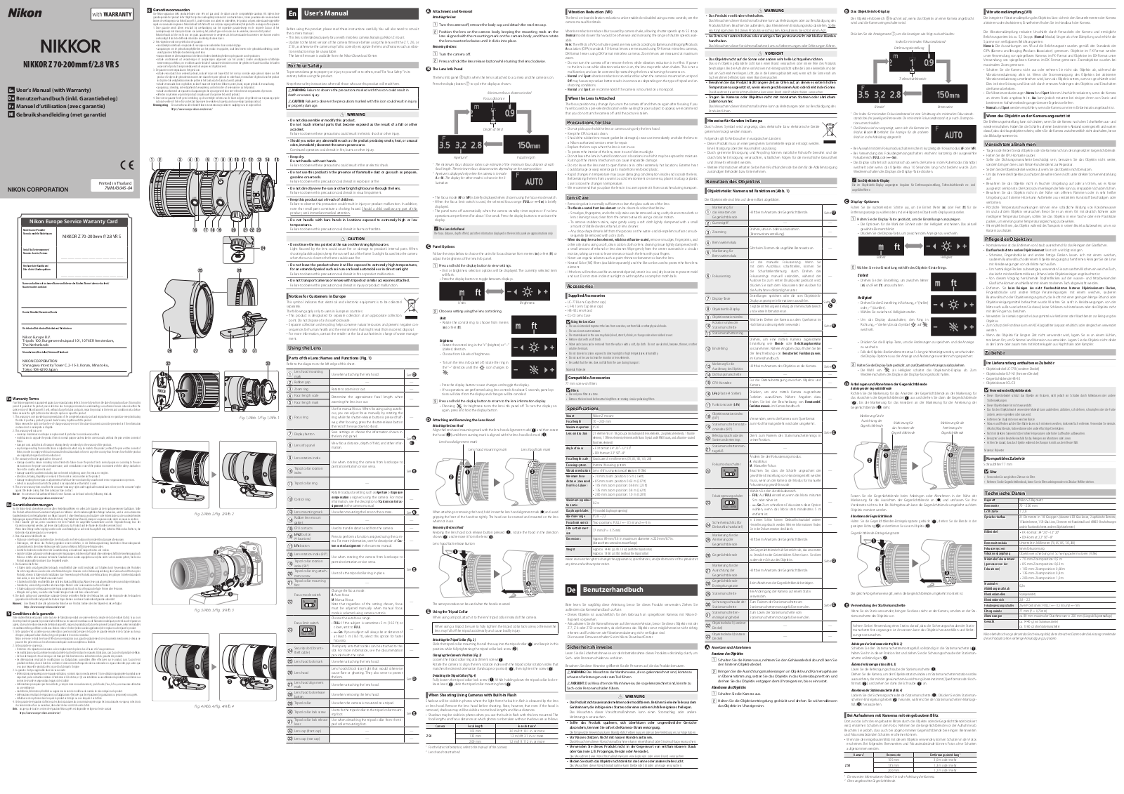 Nikon NIKKOR Z 70-200mm f/2.8 VR S User Guide