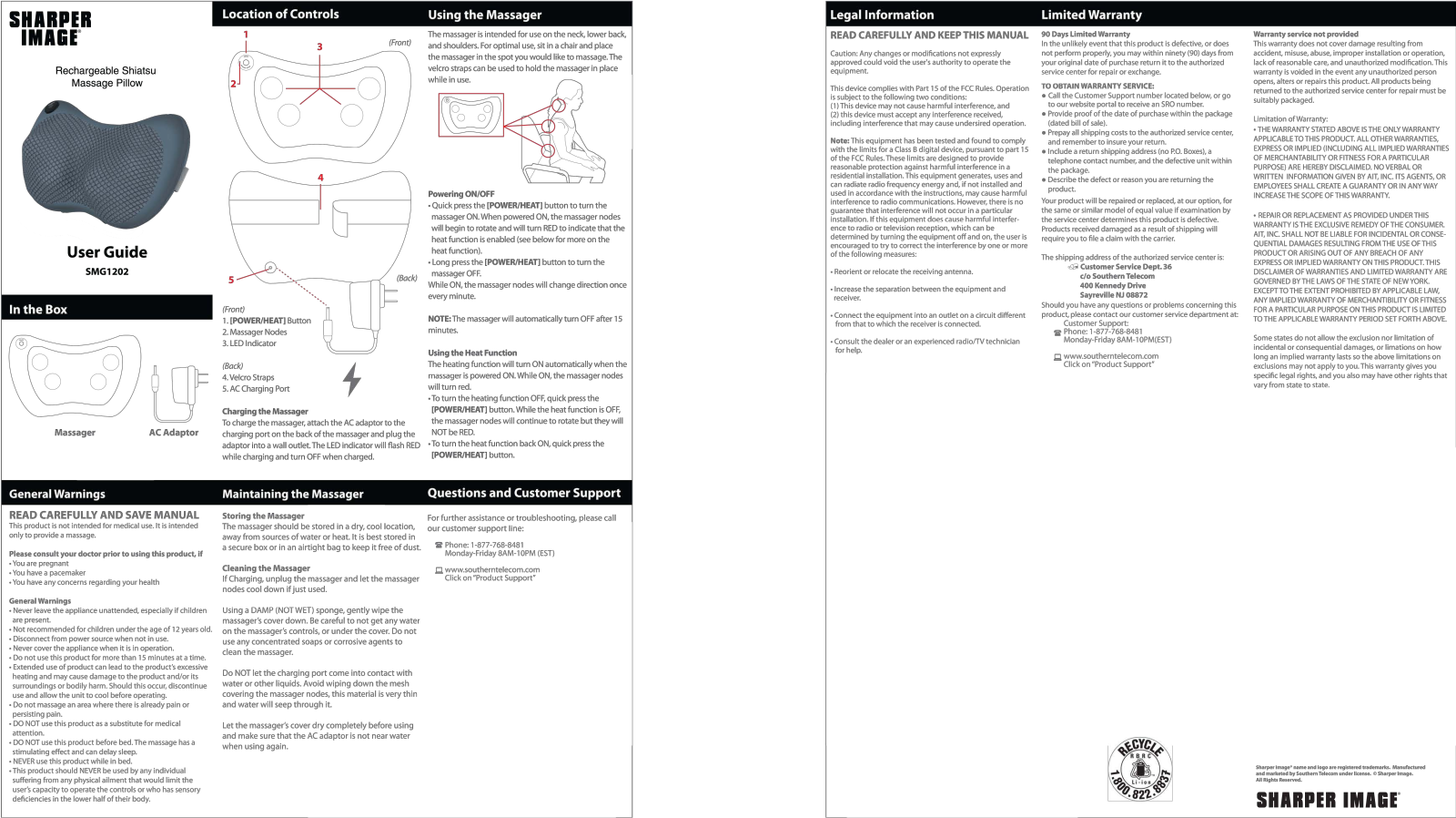 Sharper image SMG1202 User Manual