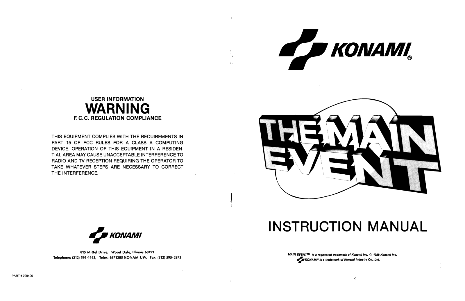 Konami The Main Event User Guide