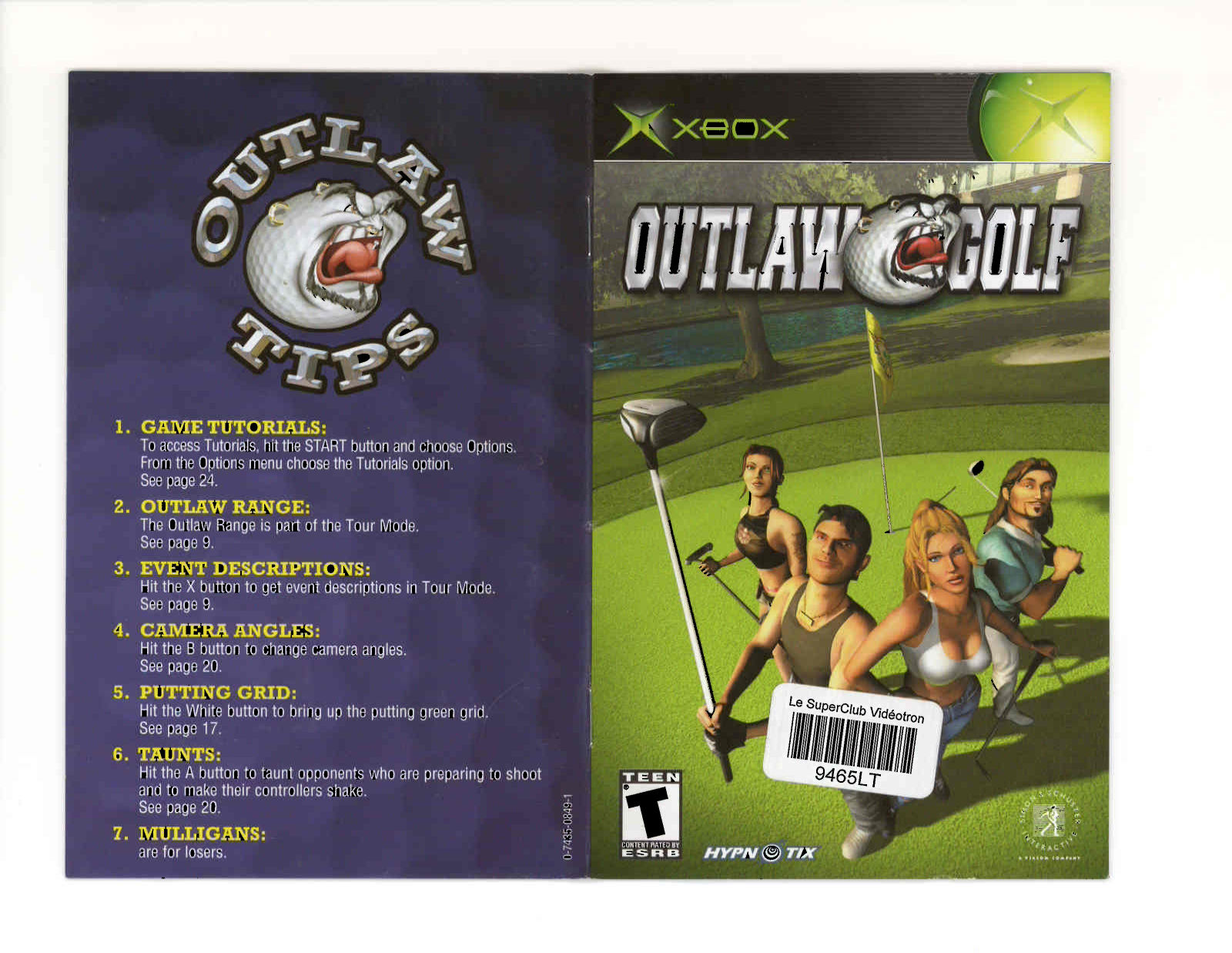 Games Microsoft XBOX OUTLAW GOLF User Manual