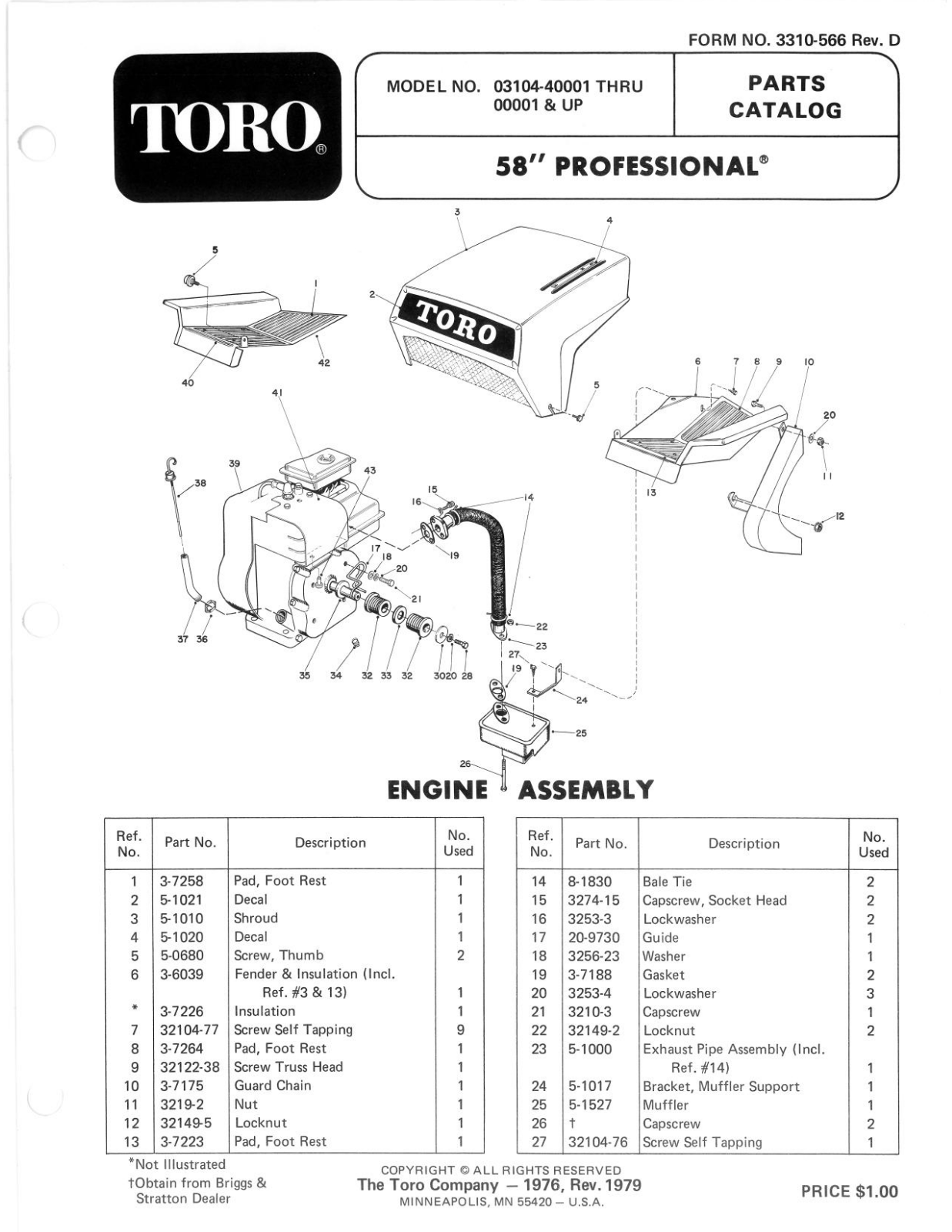 Toro 3104 Parts Catalogue