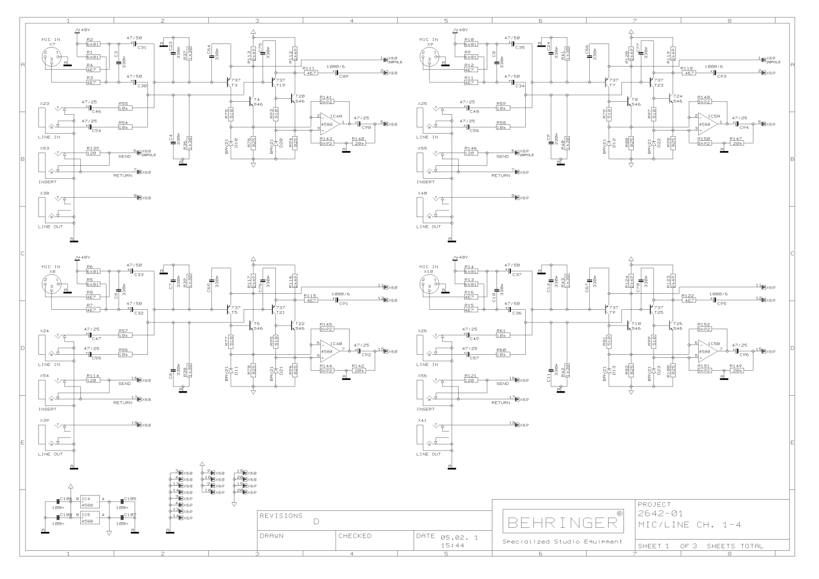 Behringer MX-2642-A Schematic