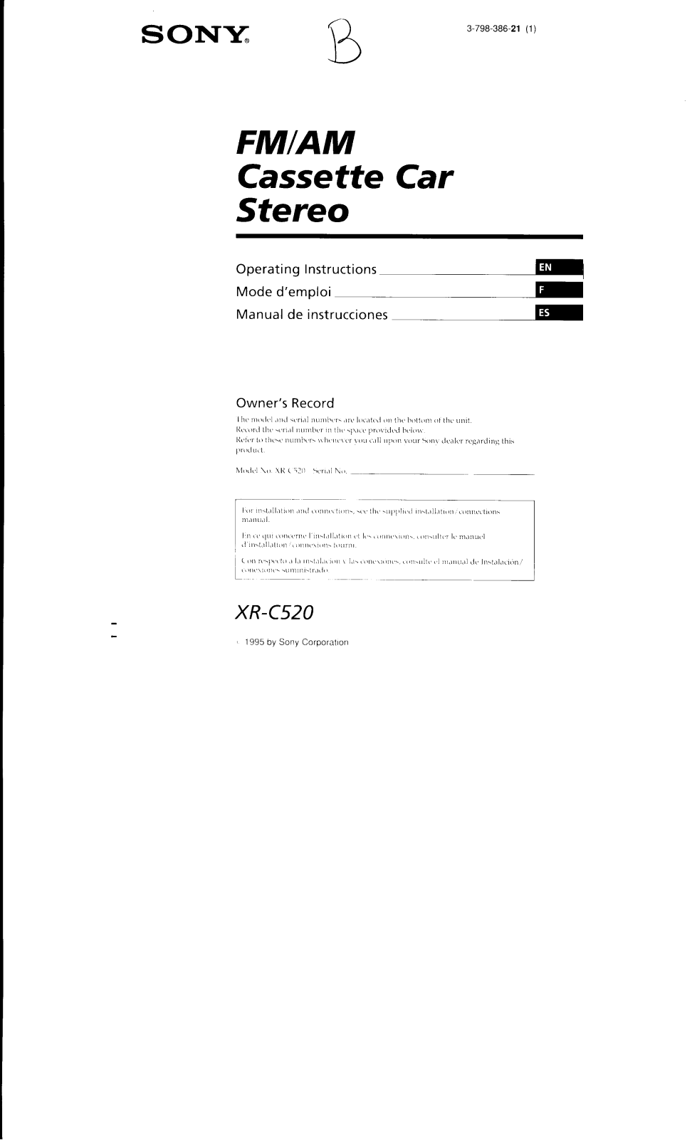 Sony XR-C520 User Manual