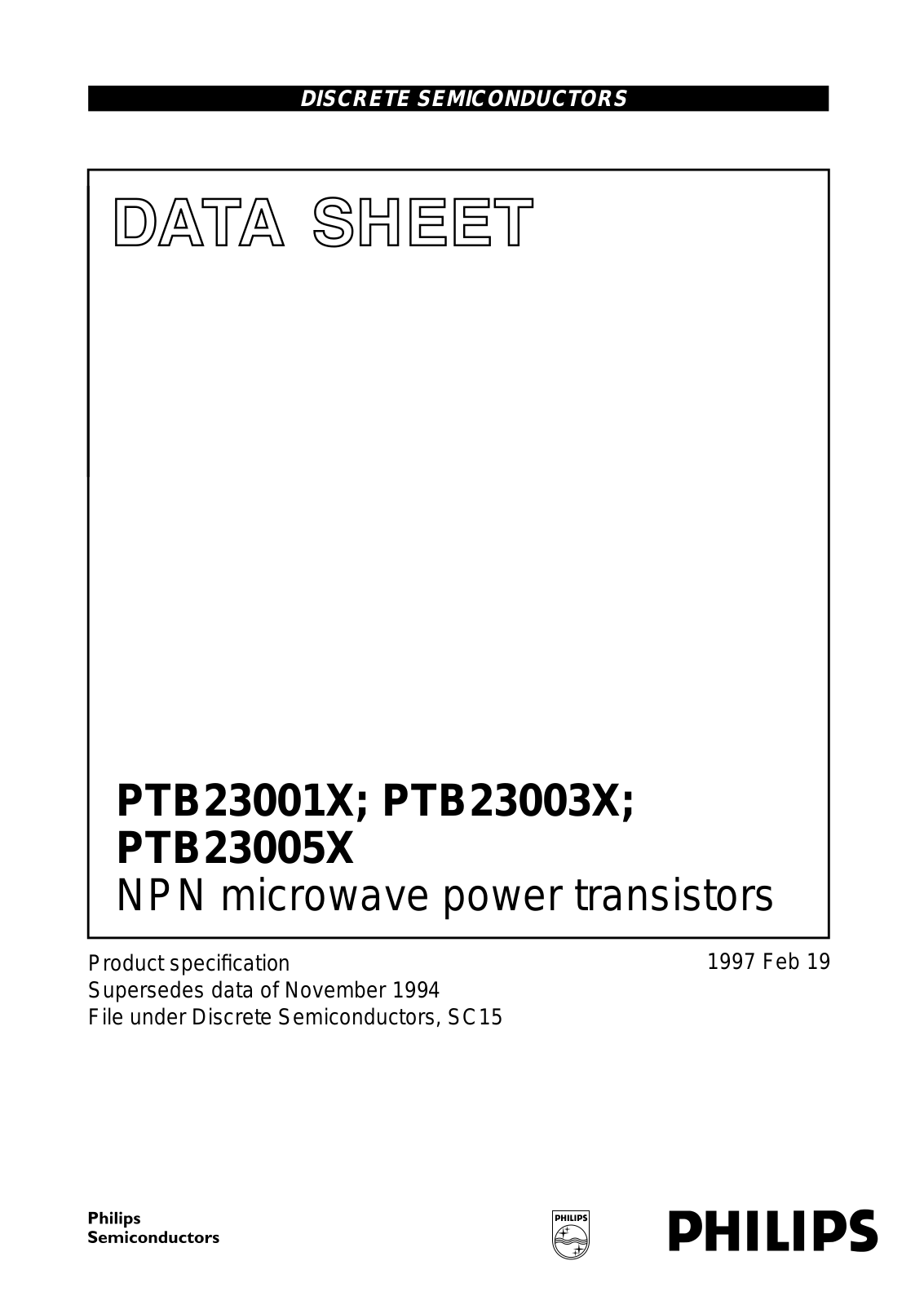 Philips PTB23001X, PTB23003X, PTB23005X Datasheet