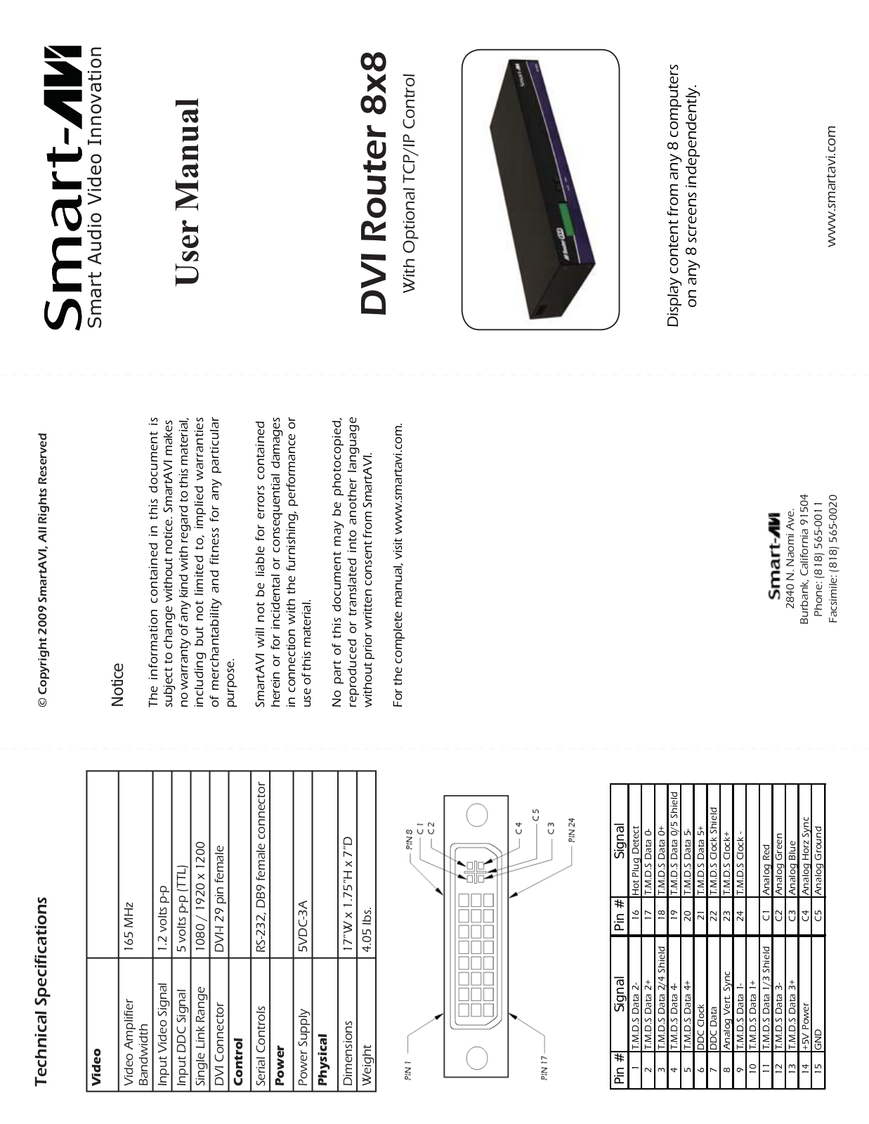 Smart Avi DVR 8X8 User Manual