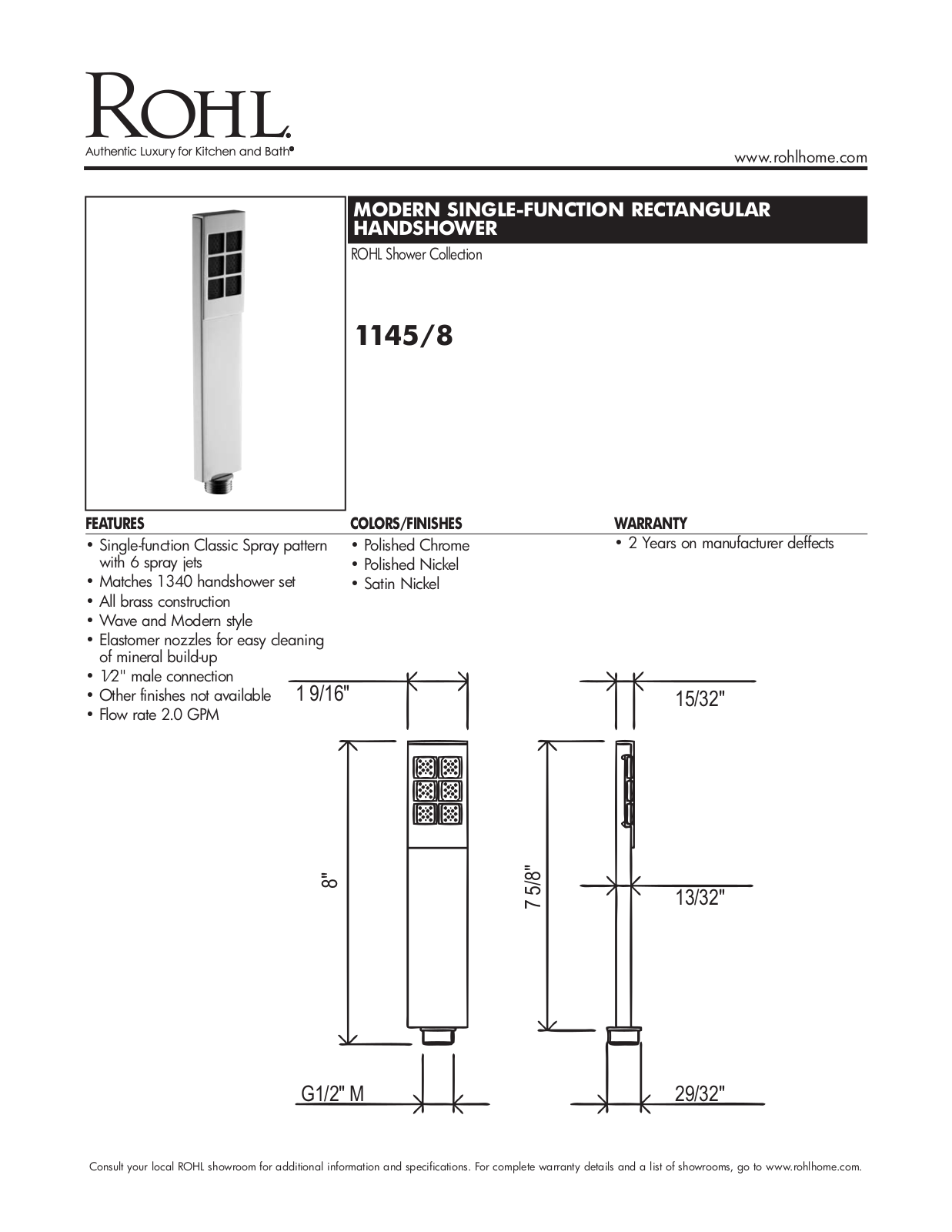 Rohl 11458STN User Manual