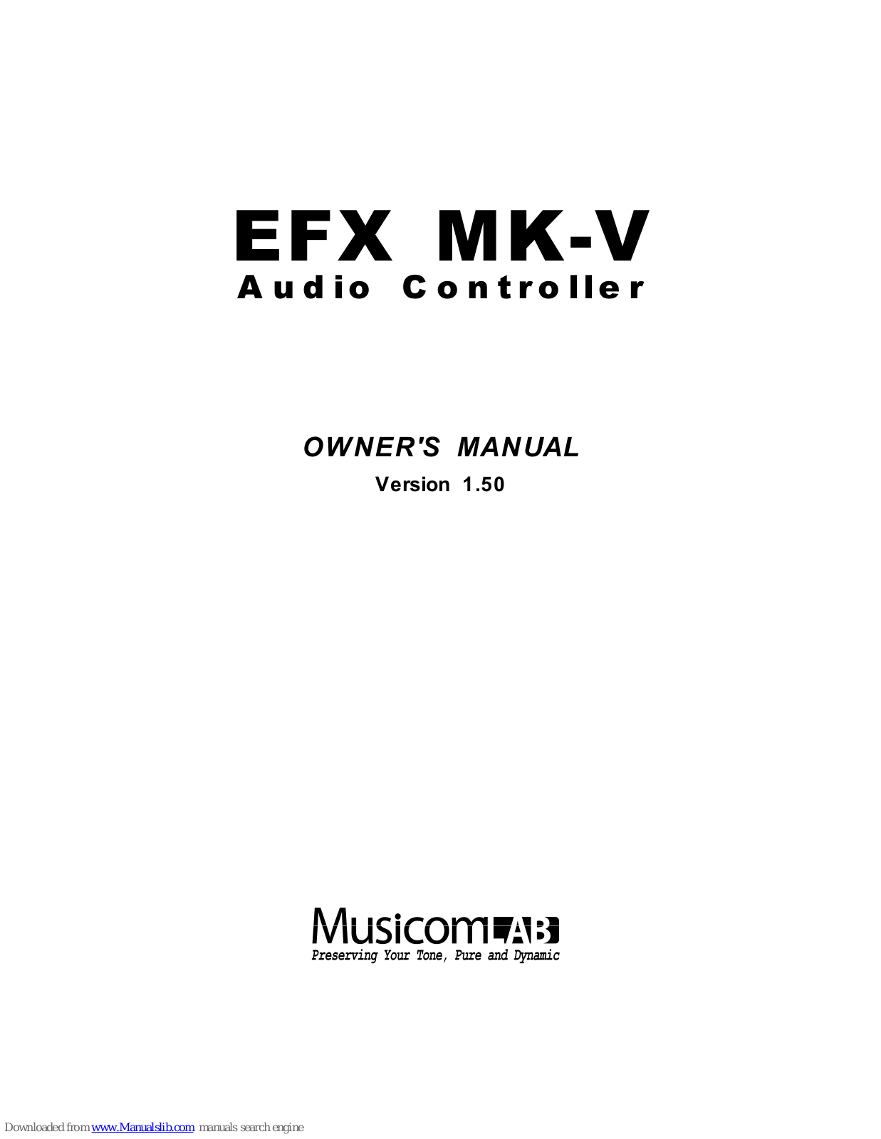 Musicom Lab EFX MK-V Owner's Manual