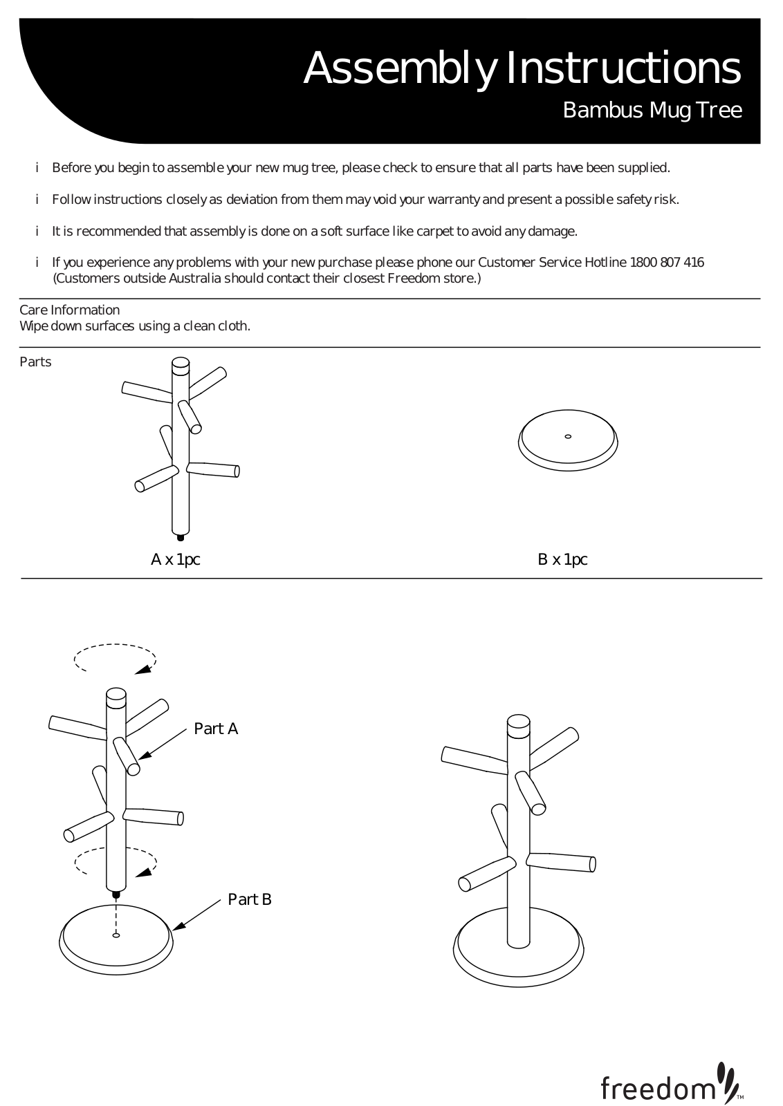 Freedom Bambus Mug Tree Assembly Instruction