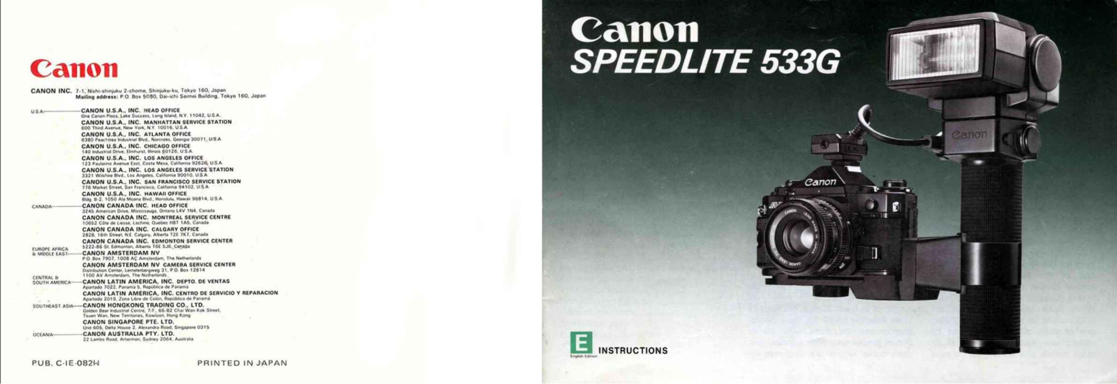 Canon Speedlite 533G Instruction Manual