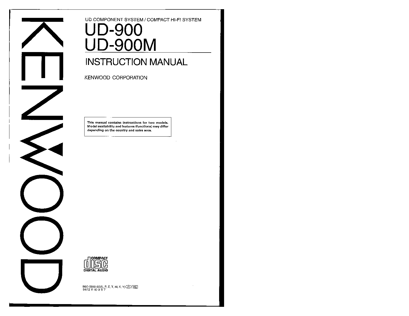 Kenwood UD-900 User Manual