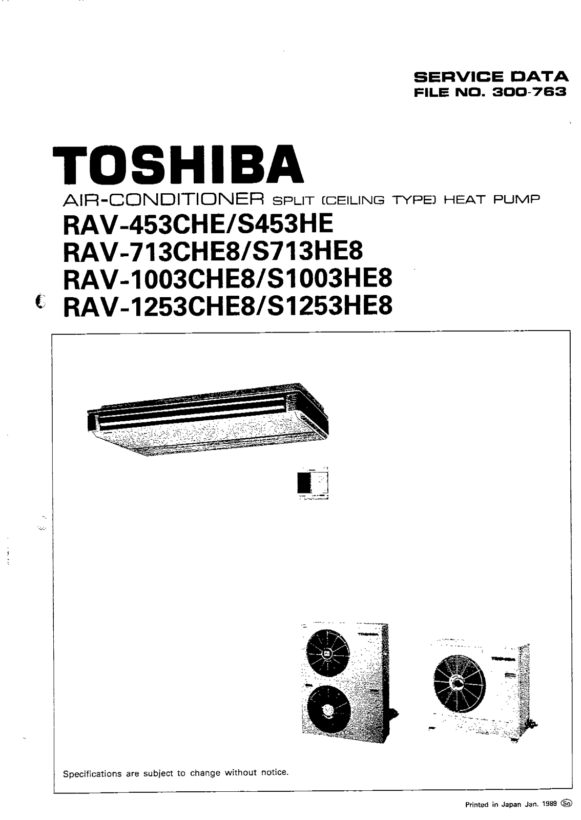 Toshiba RAV-1003SHE8, RAV-1253SHE8, RAV-453SHE, RAV-713CHE8, RAV-1253CHE8 SERVICE MANUAL