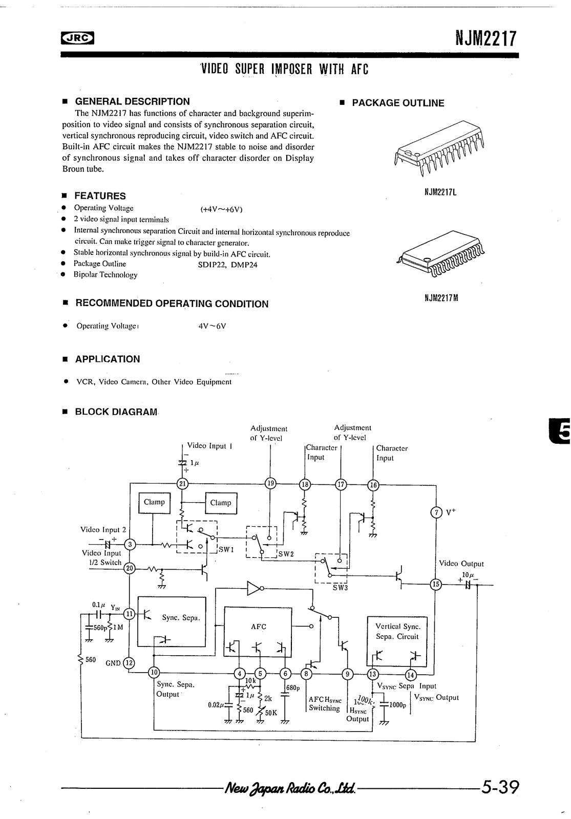 JRC NJM2217L, NJM2217M Datasheet