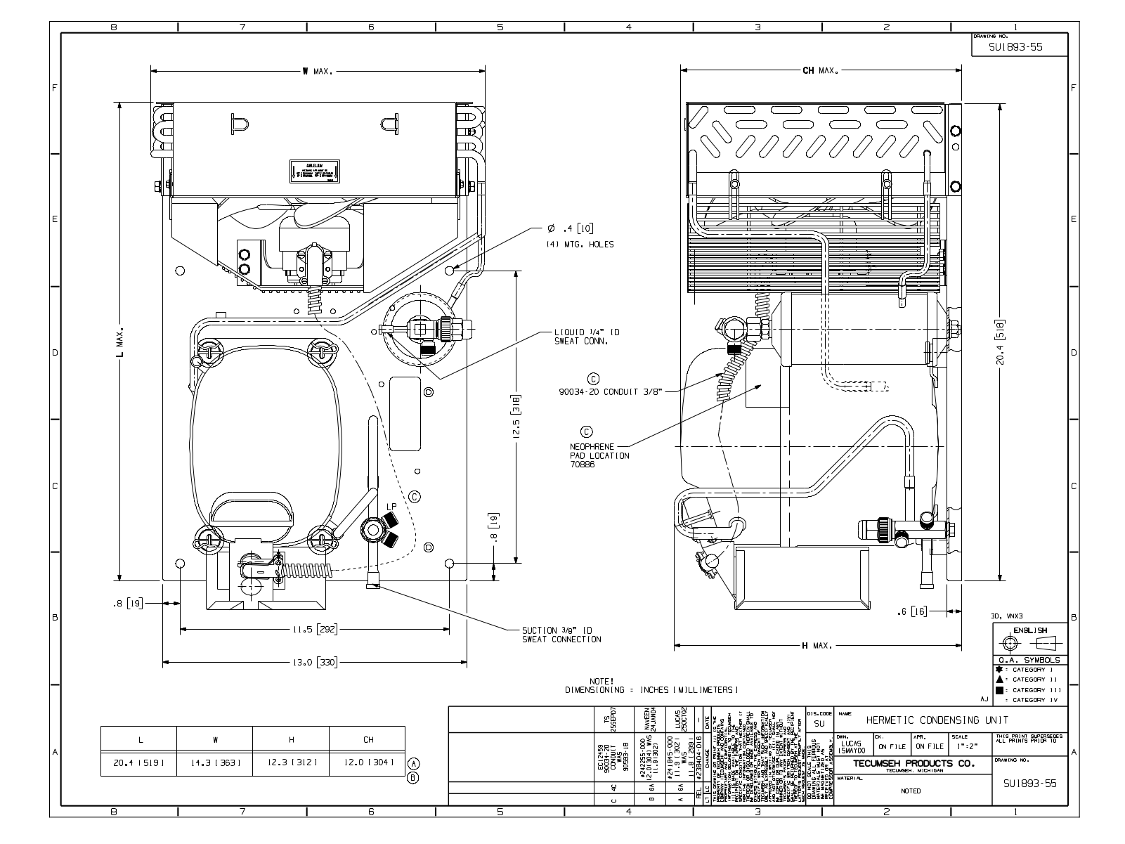 Tecumseh AJB2441ZXAXC, AJB2450ZXDXC Drawing Data