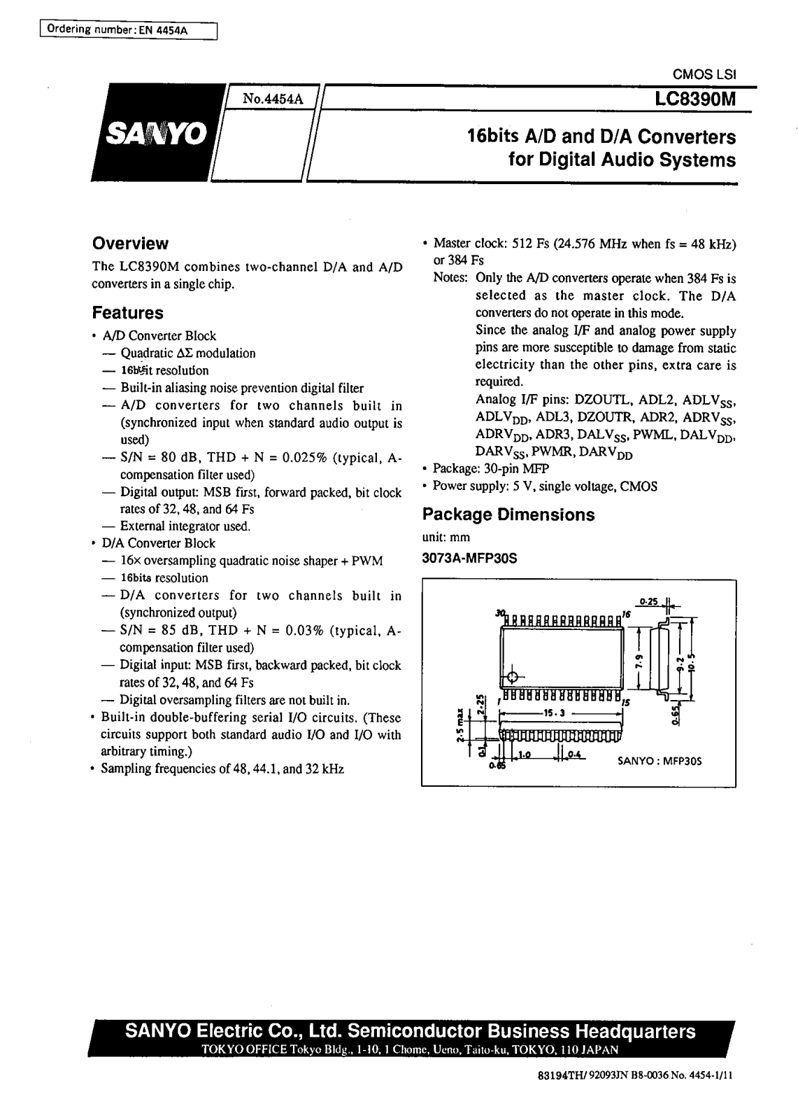 SANYO LC8390M Datasheet