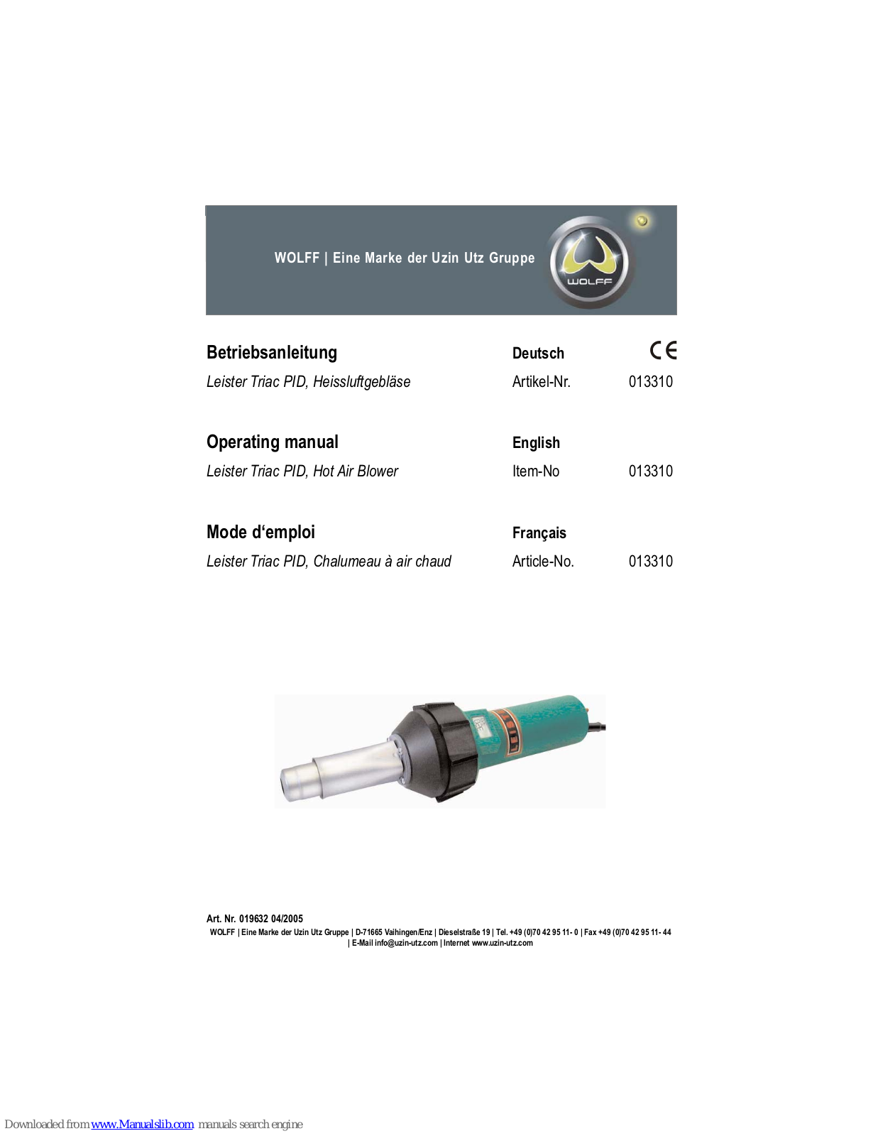 WOLFF Leister  PID Operating Manual - ManualMachine.com
