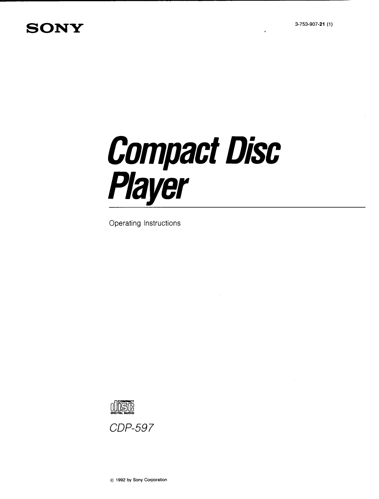 Sony CDP-597 User Manual