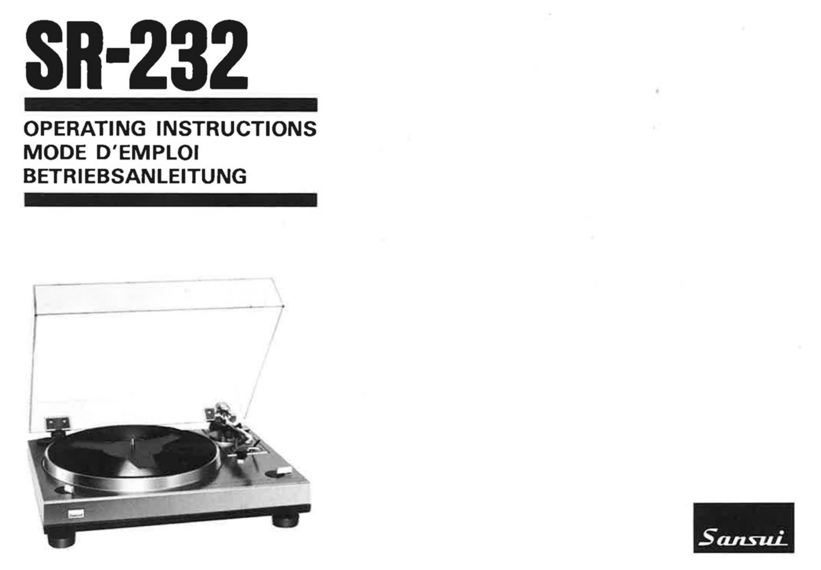 Sansui SR-232 Owners Manual