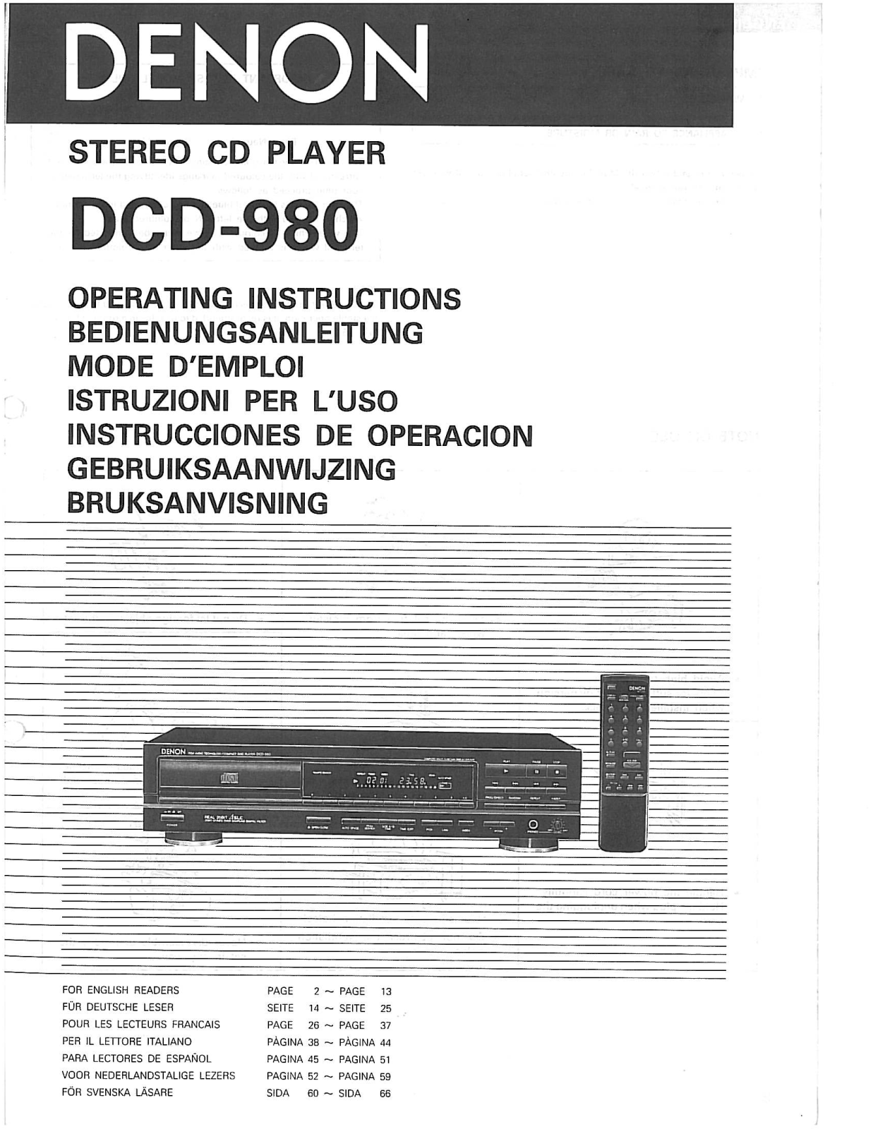 Denon dcd 980 User Manual