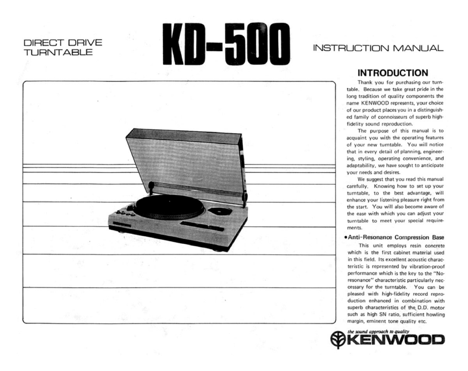 Kenwood KD-500 Owners manual