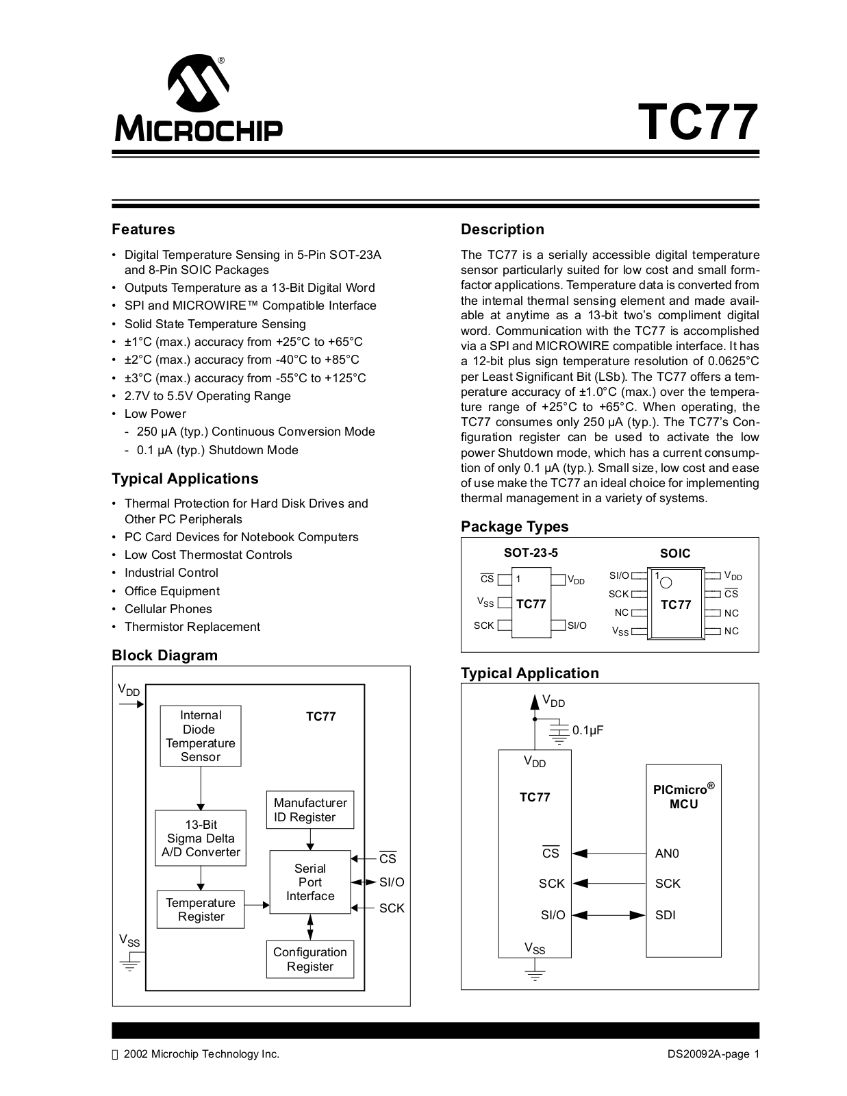 MICROCHIP TC77 Technical data