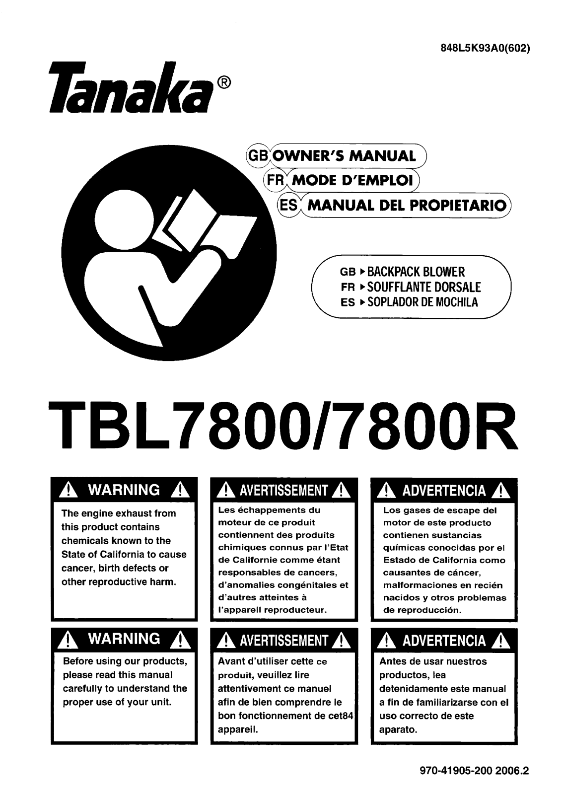 Tanaka TBL7800, TBL-7800R User Manual