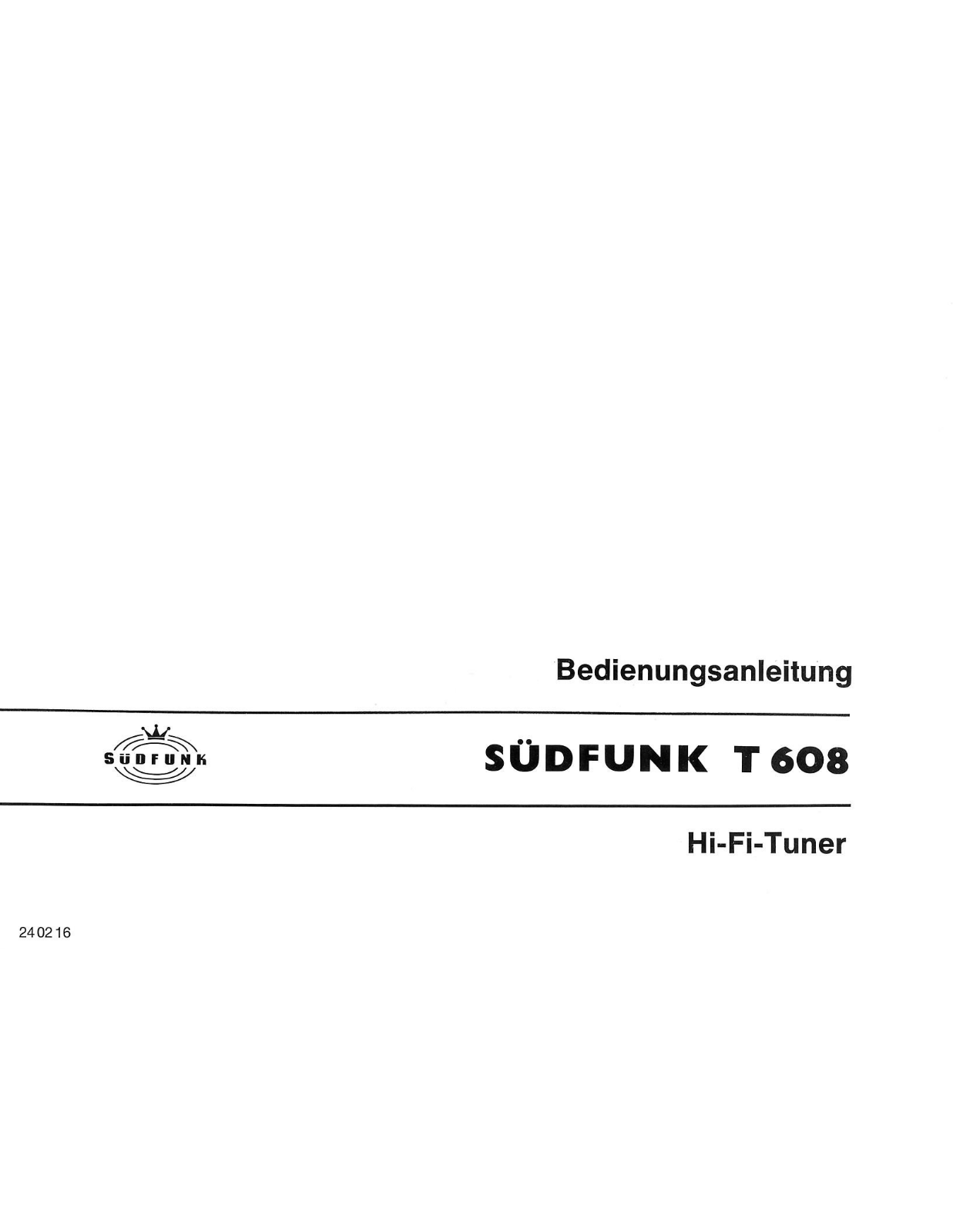 Suedfunk T 608 User guide - ManualMachine.com