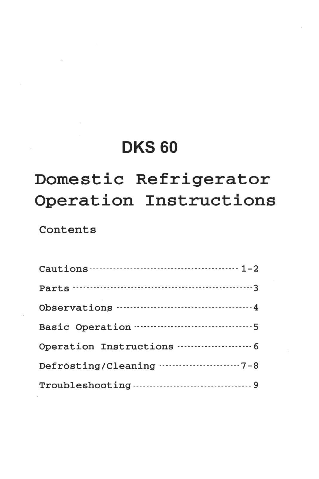 Haier DKS 60 User Manual