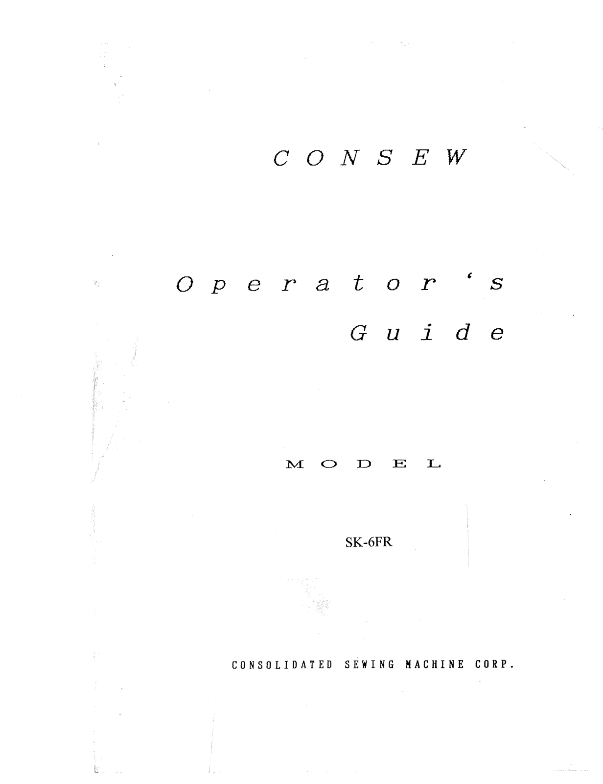 CONSEW SK-6FR Operator Guide