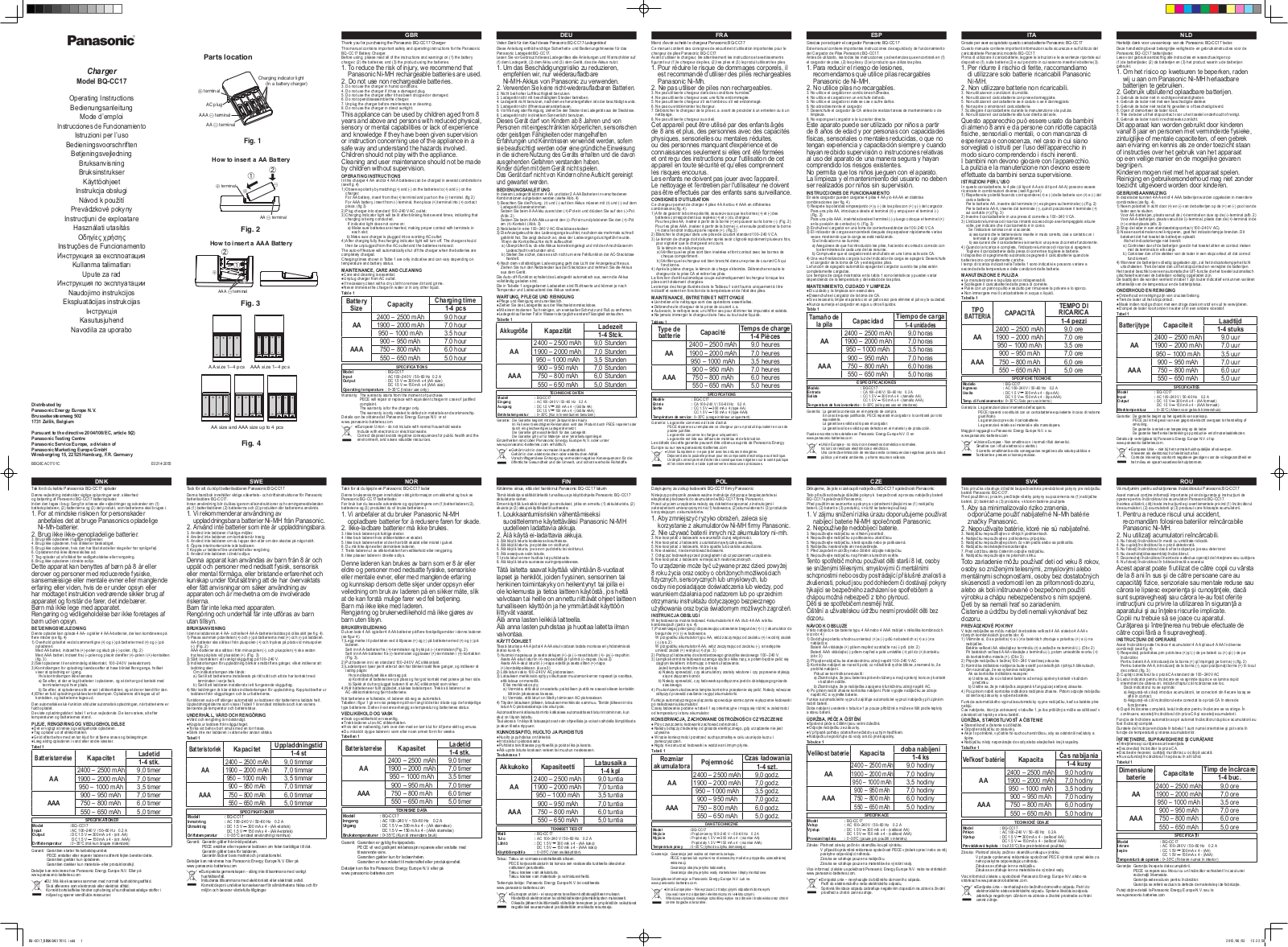 Panasonic BQ-CC17 User Manual