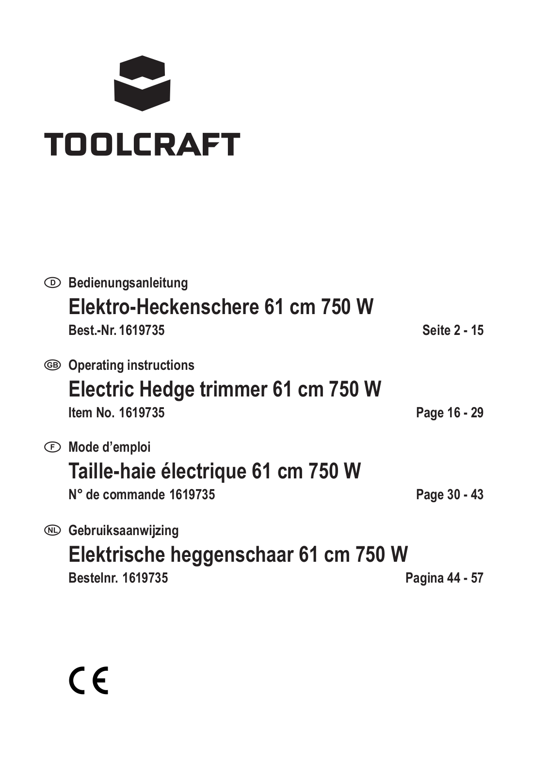 TOOLCRAFT 1619735 Instructions