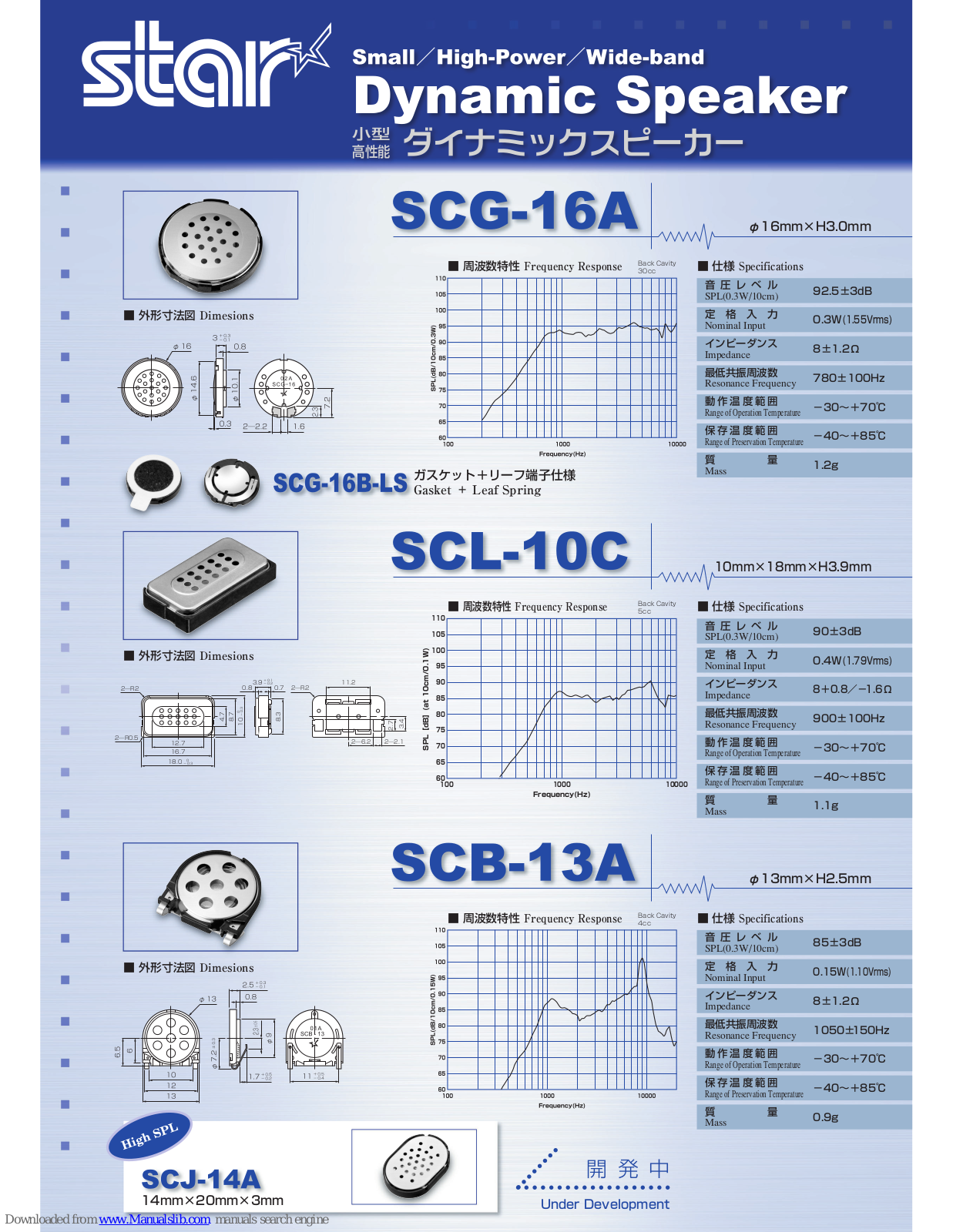 Star SCG-16A, SCB-13A, SCL-10C, NDT-03C, SAA-30A Specifications