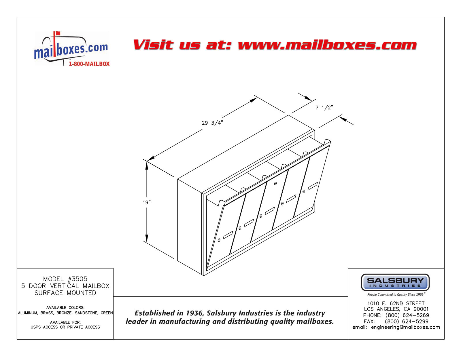 Salsbury Industries 3505SSP, 3505ASU, 3505ASP, 3505BSP, 3505BSU User Manual