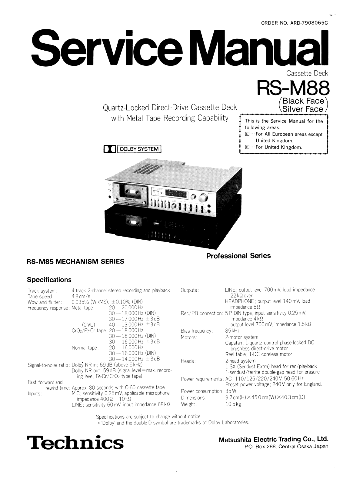 Technics RS-M-88 Service Manual