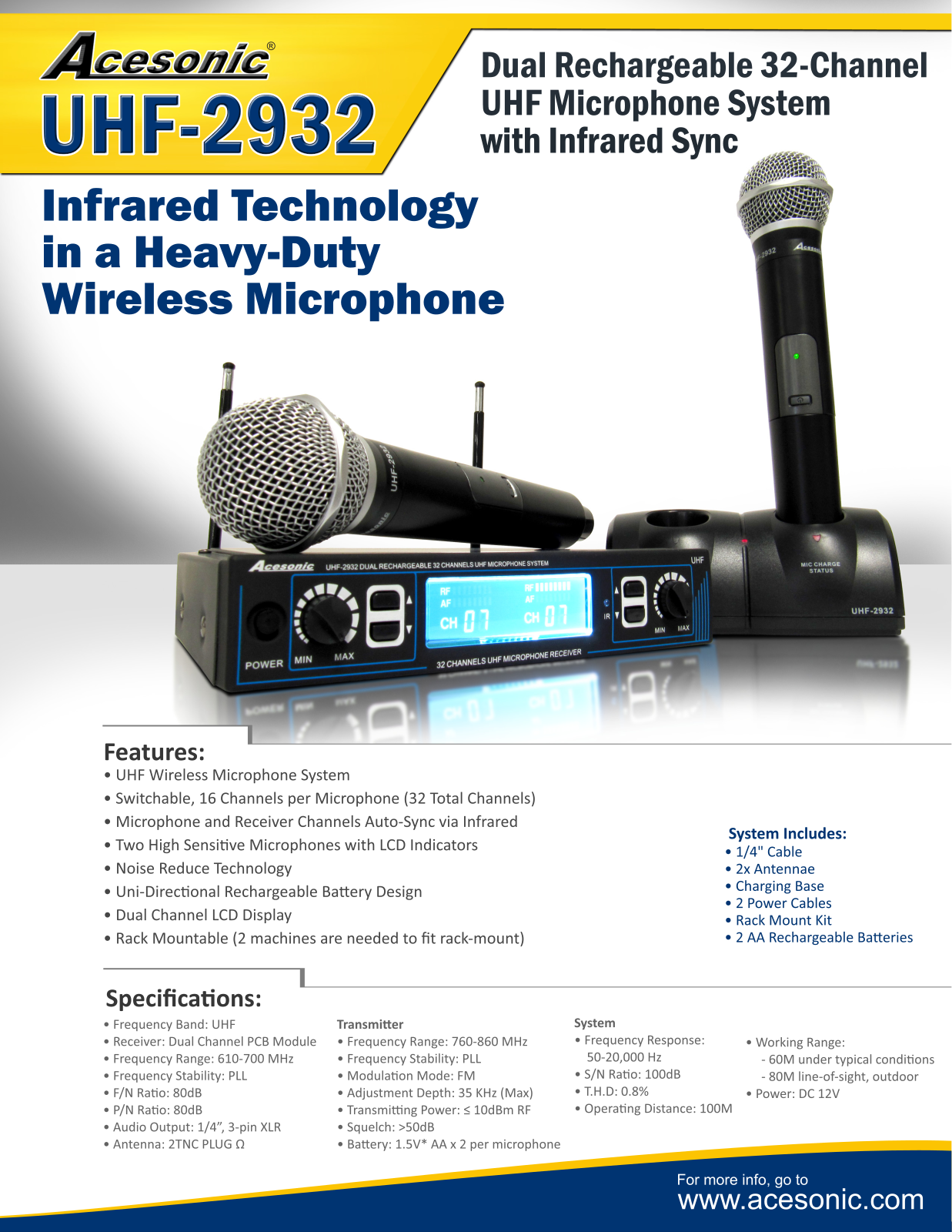 Acesonic UHF-2932 Datasheet