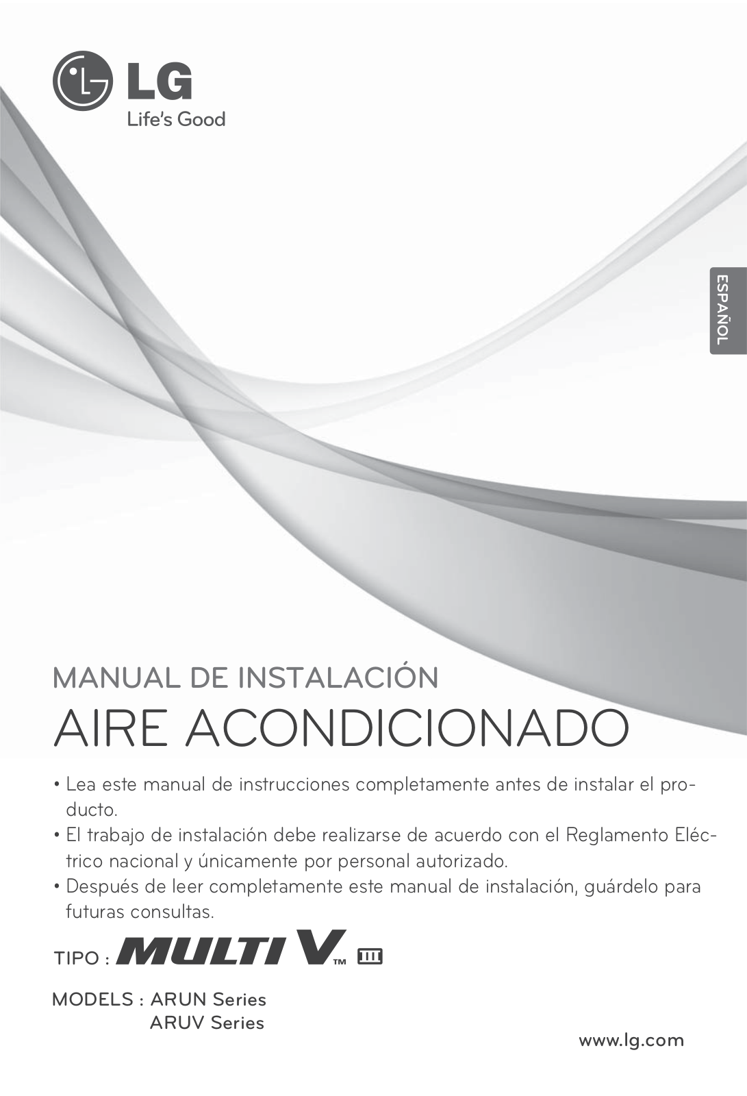 LG ARUN100LT3 INSTALLATION MANUAL