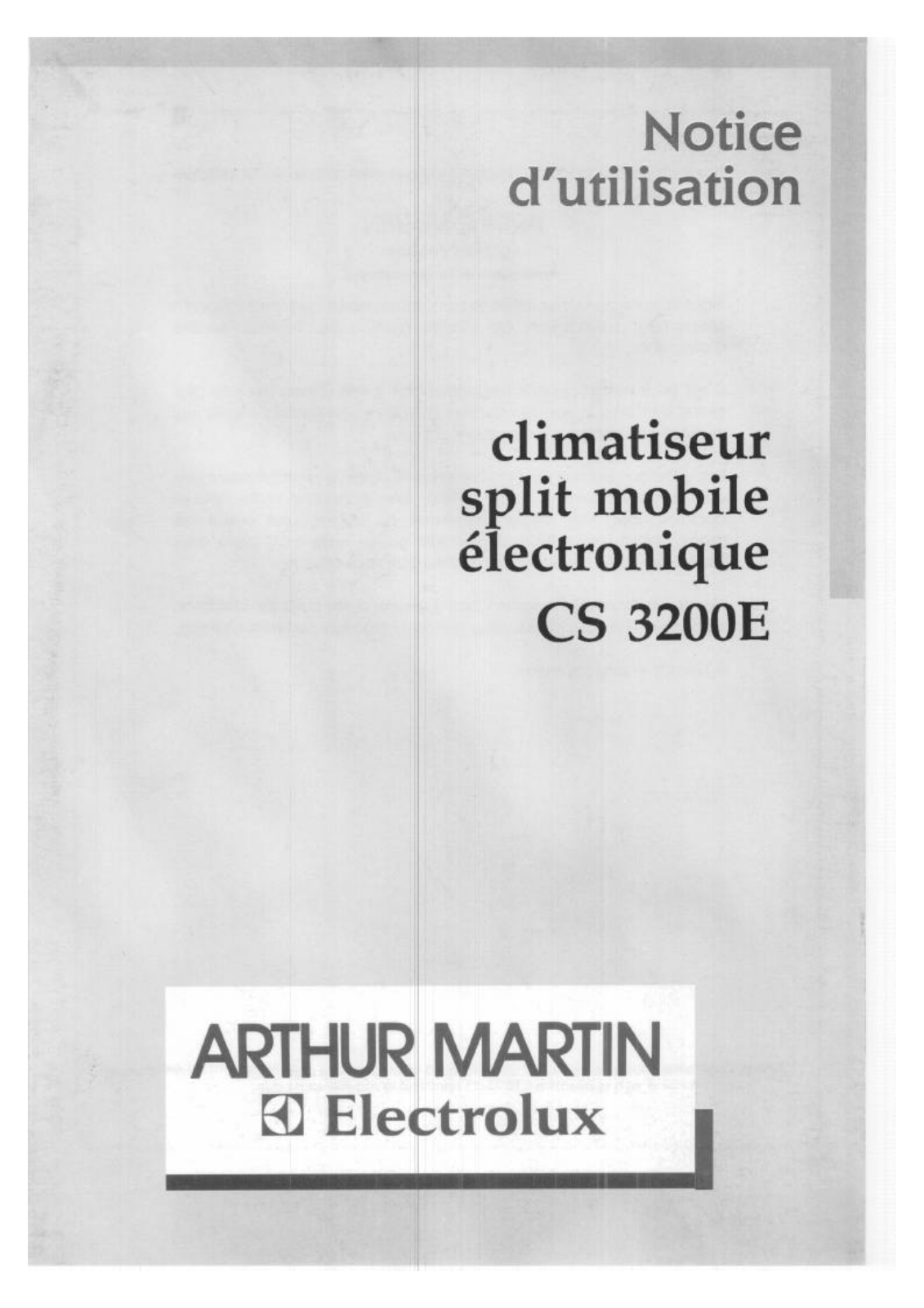 Arthur martin CS3200E User Manual