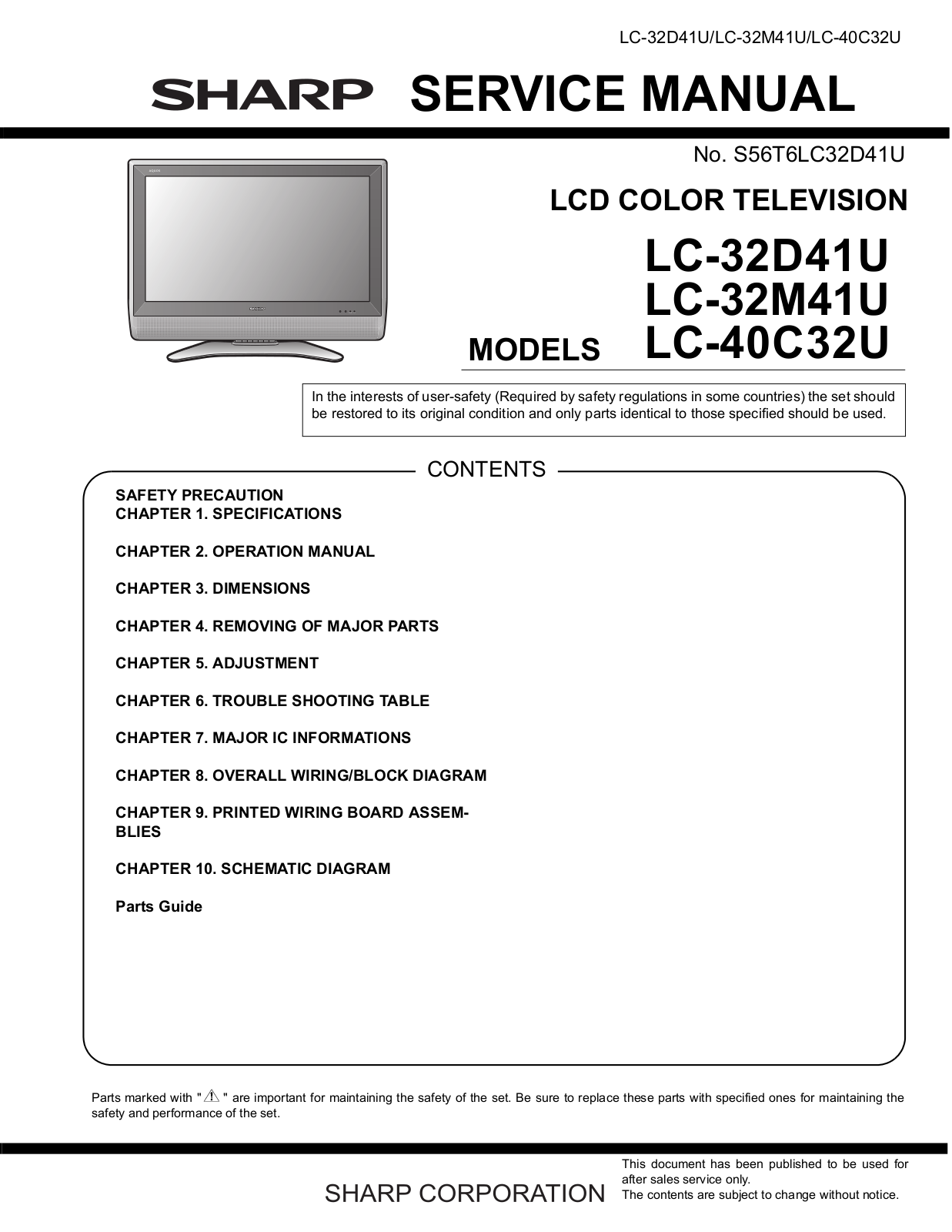Sharp LC-40C32U, LC-32M41U, LC-32D41U User Manual
