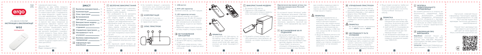 ERGO W02 User Manual