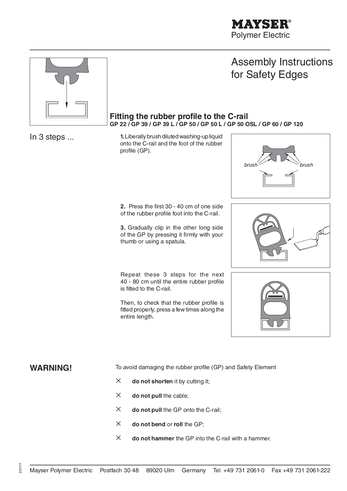 Mayser Safety Edges User Manual