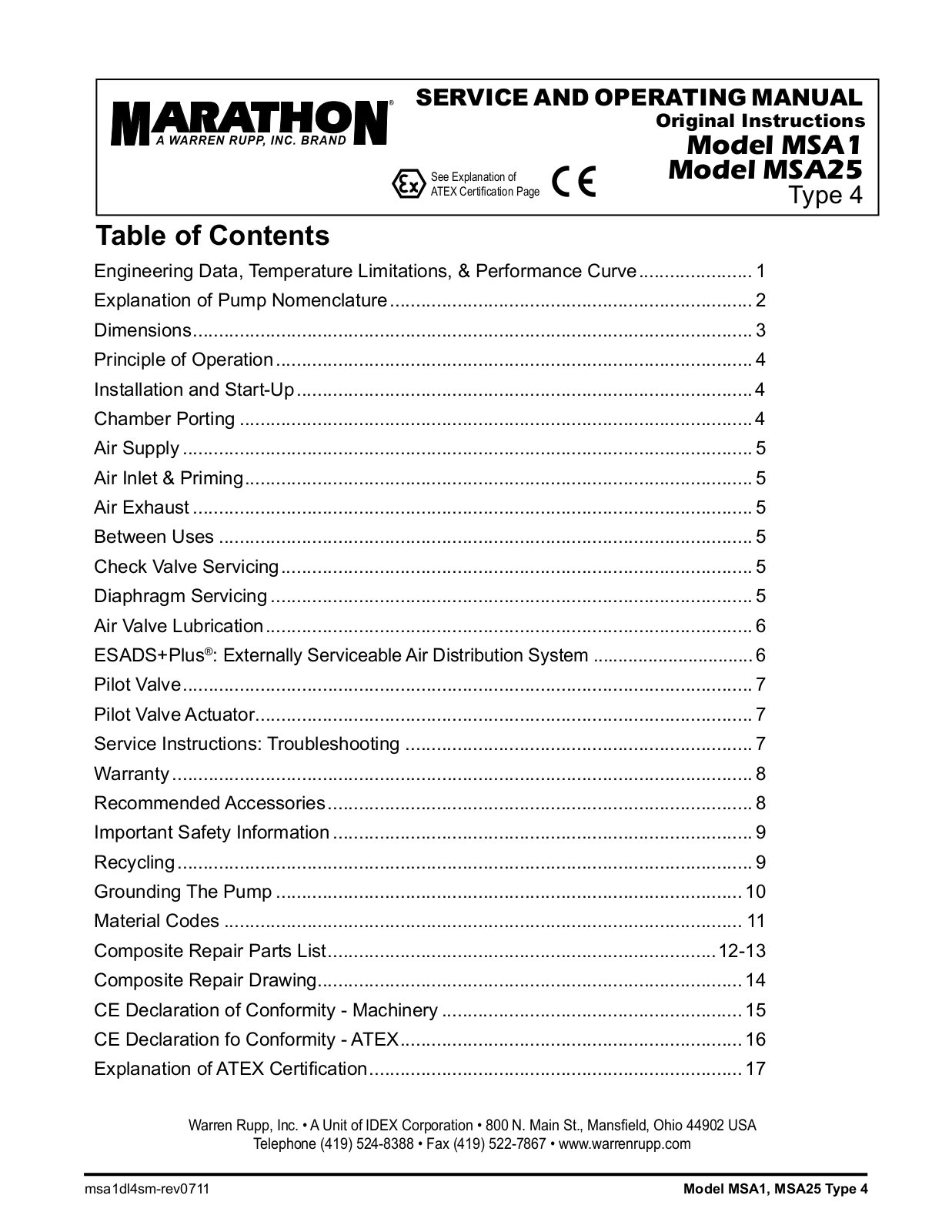 SANDPIPER MSA25 User Manual