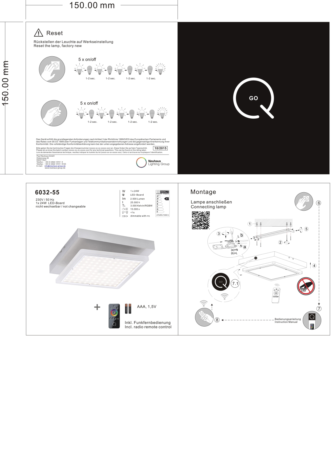 Paul Neuhaus 6032-55 Assembly Instructions