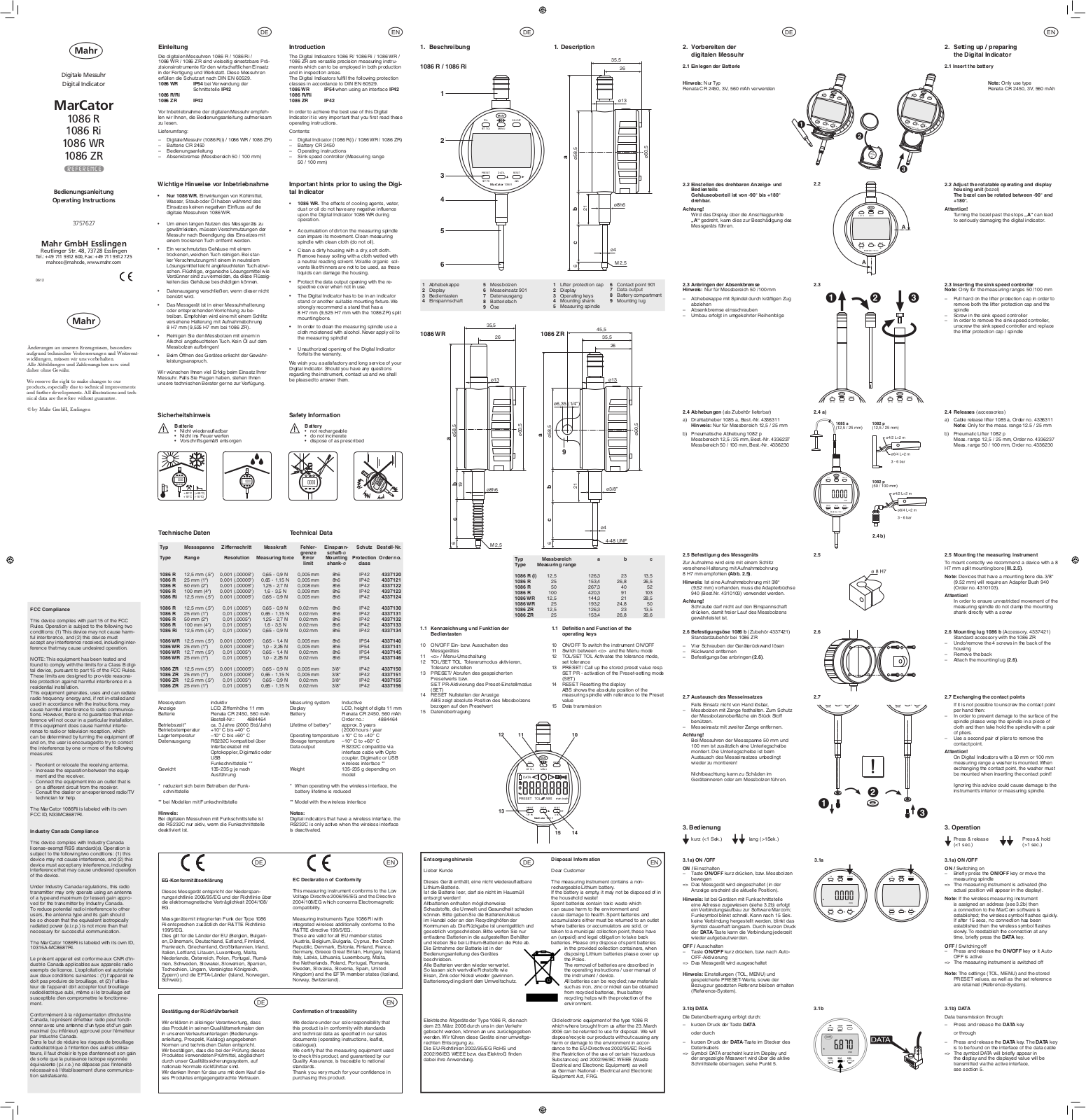 Mahr MC8687RI User Manual