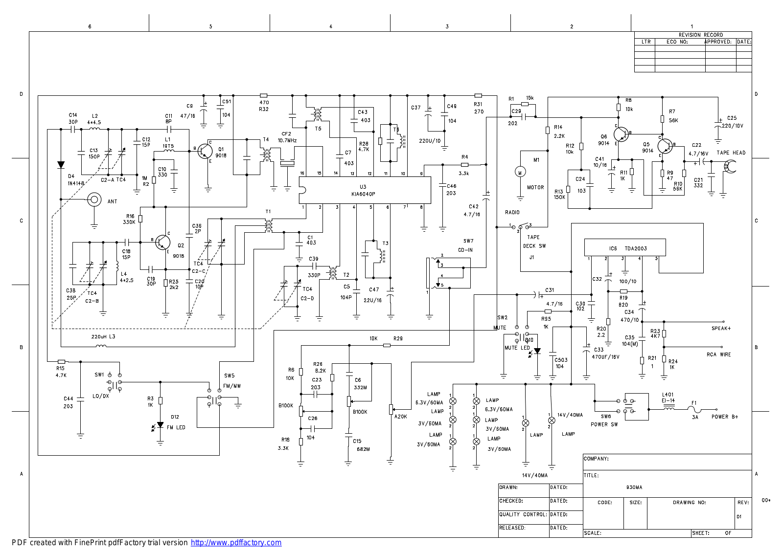 Vitek 930MA Schematic