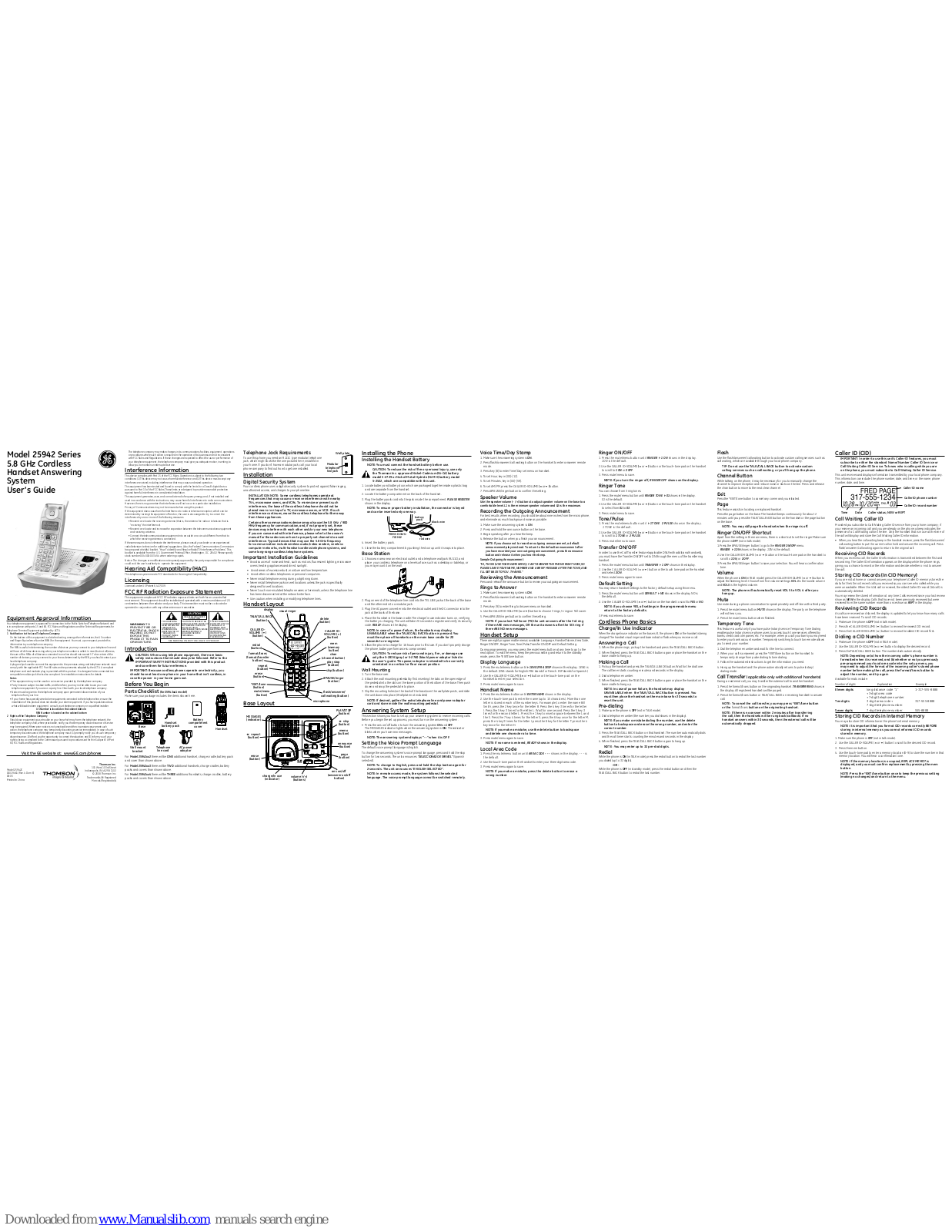 GE 25942GE2, 25942 Series, 25942C User Manual