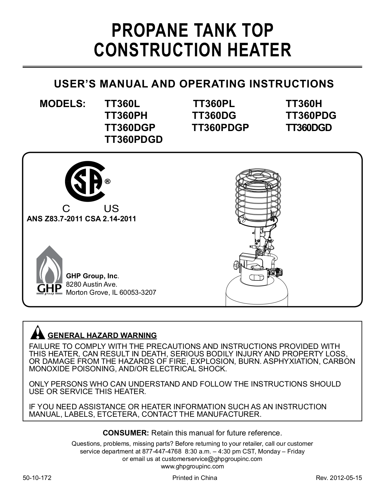 Dyna-Glo TT360L, TT360PL, TT360H, TT360PH, TT360DG User Manual